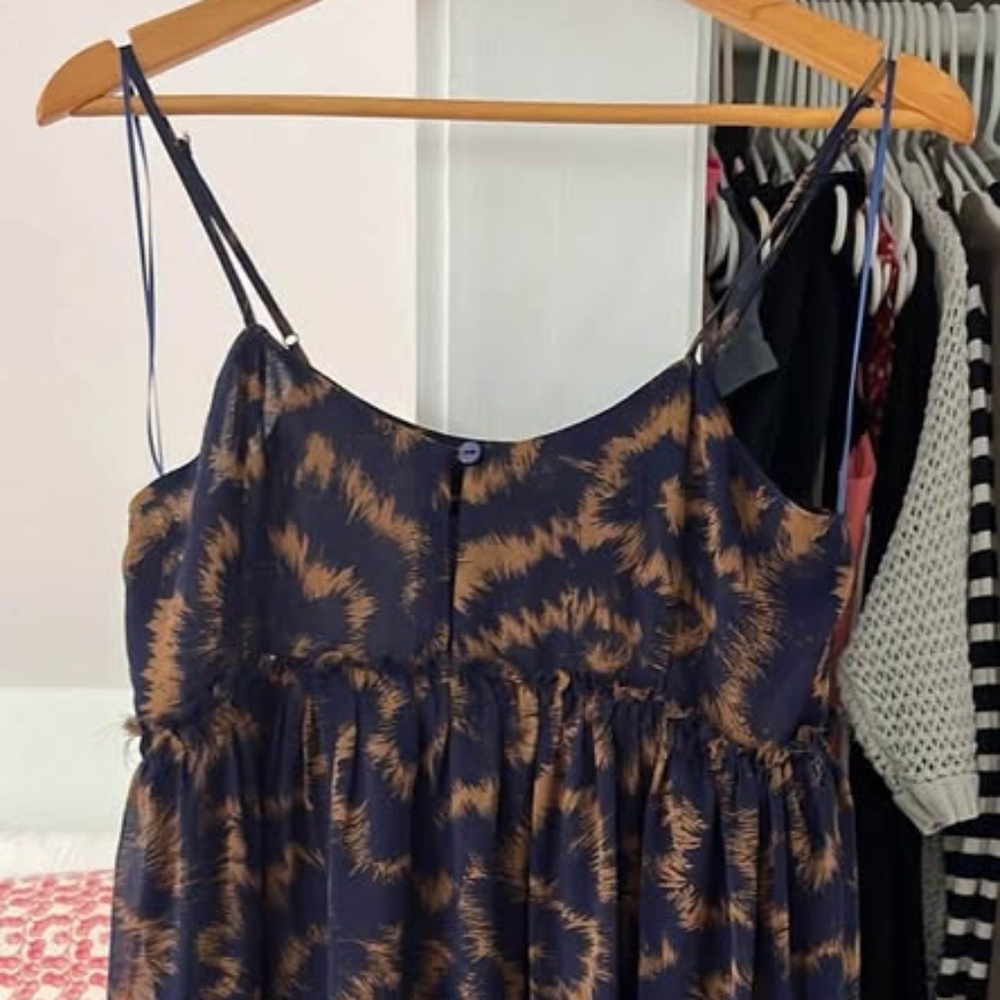 Navy and Gold Silky Short Dress